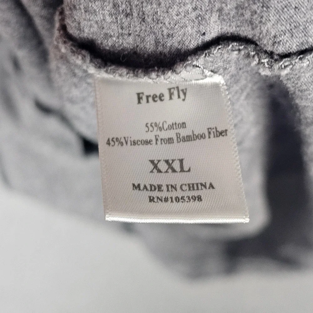 Free Fly Henley Shirt Mens 2XL Gray Bamboo Blend Short Sleeve FF-061621